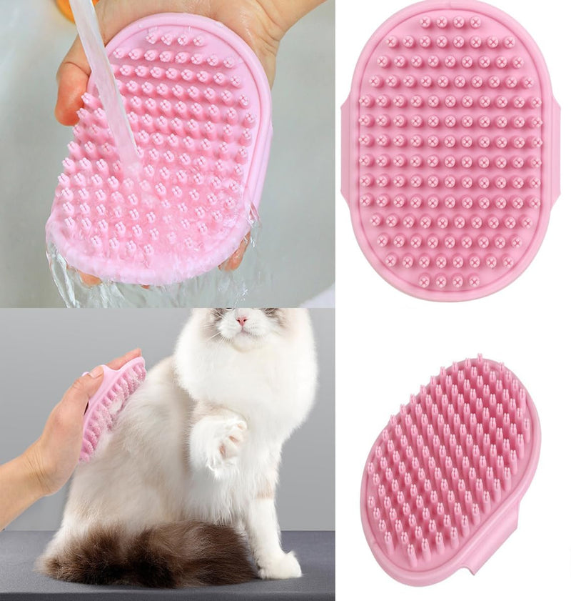 Dog Bath Supplies, Dogs Shampoo Grooming Hair Brush，6 Pieces for Dogs and Cats, Pink (Pink) - BeesActive Australia