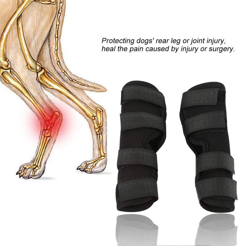 Fdit 1 Pair Dog Hind Leg Brace Pet Surgical Injury Bandage Wrap Heal Wound Protector(#1) Black