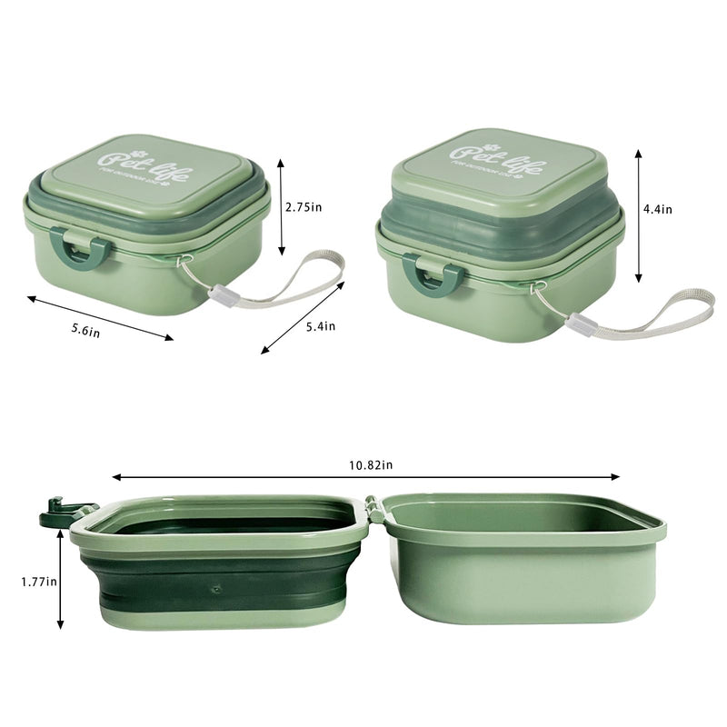 Collapsible Dog Water Bowl, Portable Dog Bowl for Traveling, 2-in-1 Pet Food and Water Feeder - Travel Dog Bowls with Lid for Walking, Traveling, Camping and Hiking Green - BeesActive Australia