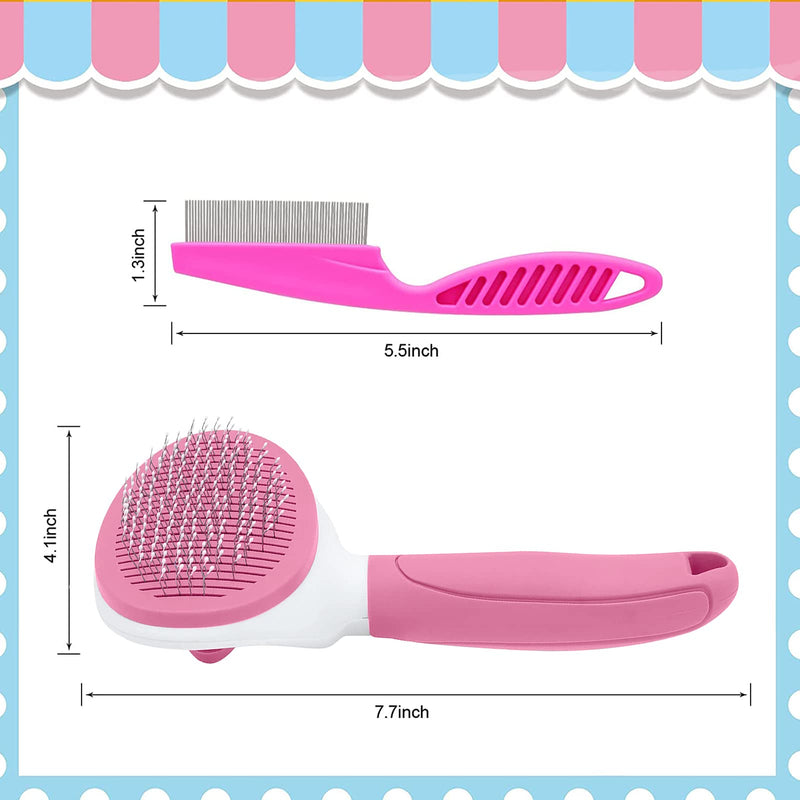 Cat Brush for Shedding and Grooming, Pet Self Cleaning Slicker Brush with Cat Hair Comb by KALAMANDA(Pink) Pink - BeesActive Australia