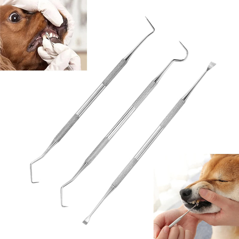 Elionless Pet Tooth Scaler Cleaning Set, 3 Pieces Stainless Steel Tartar Remover Plaque Remover for Dogs Cats - BeesActive Australia