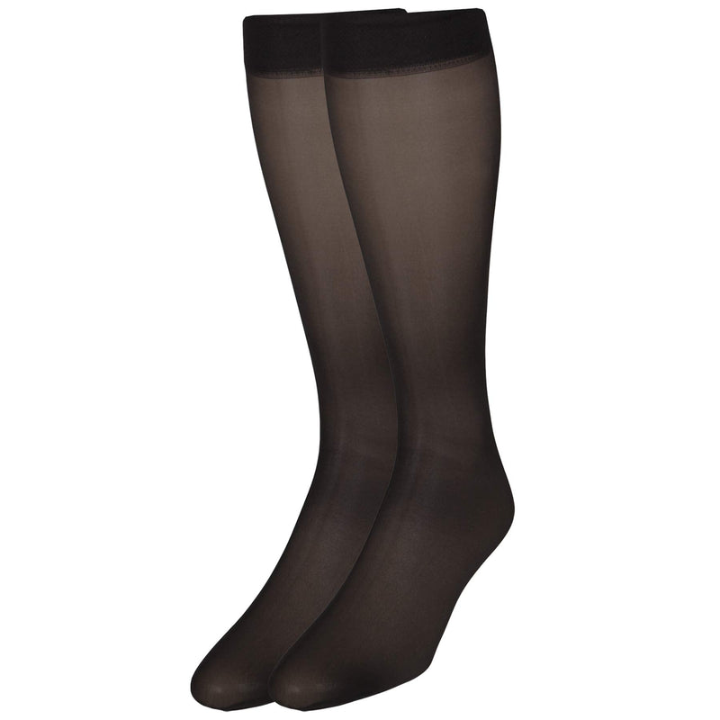 NuVein Sheer Compression Stockings for Women, 8-15 mmHg Support, Light Denier, Knee High, Closed Toe, Black, Large Large (1 Pair)