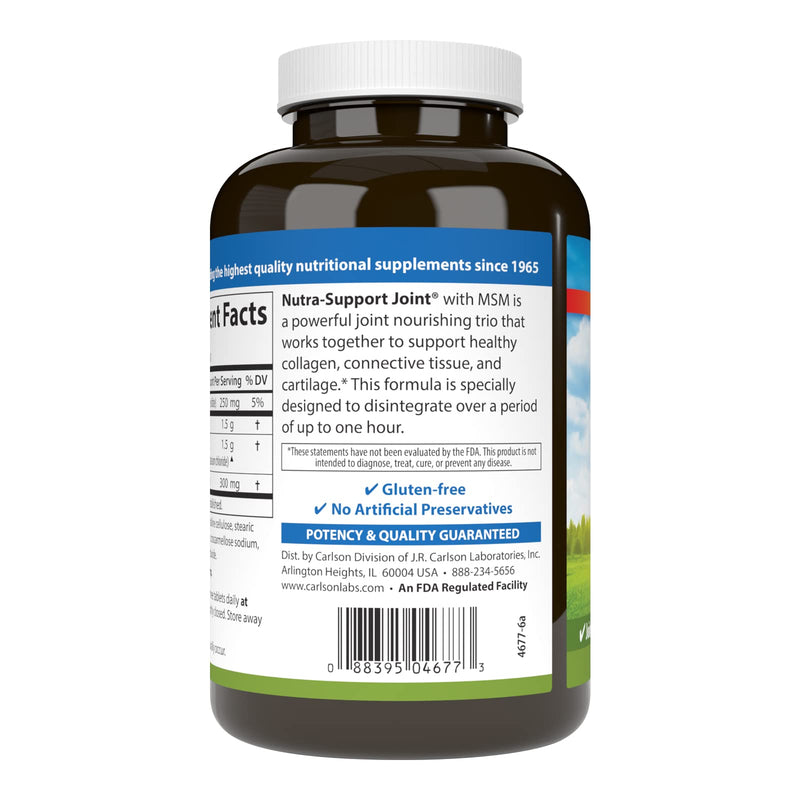 Carlson Nutra-Support Joint, Glucosamine, Chondroitin, 120 Tablets | MSM; Joint Function; Cartilage Support Optimal Wellness