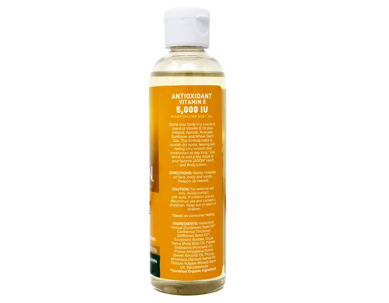 JASON Vitamin E 5,000 IU All Over Body Nourishment Oil, 4 oz. (Packaging May Vary) Almond,Apricot 4 Fl Oz (Pack of 1)