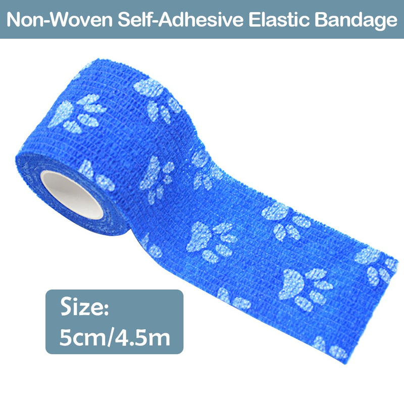 6 Rolls Self-Adhesive Bandage Wrap Non-Woven Vet Wrap Cohesive 2Inchx5yard for Dogs Cats Horse Leg Paw Pet Animals Wounds Wrist Healing Sprains & Swelling 6Rolls 2Inchx5yard Paw Print - BeesActive Australia
