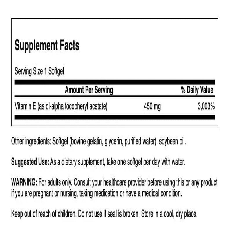 Swanson Vitamin E 1000 IU (450 mg) for Antioxidant Support, 60 Softgels | Delivers 1000 IU of Vitamin E in Easy-to-Swallow Softgels to Maintain Antioxidant Support and Overall Wellness 60 Count (Pack of 1)