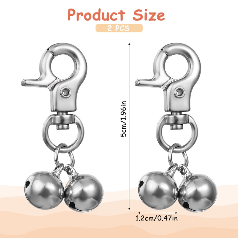 Loud Cat Dog Bells 2 Pieces Pet Bells Loud Pet Bells for Dog Collar Large Dogs Pet Bell Pendant Silver Tracker Bells for Dogs Cat Training Necklace - BeesActive Australia