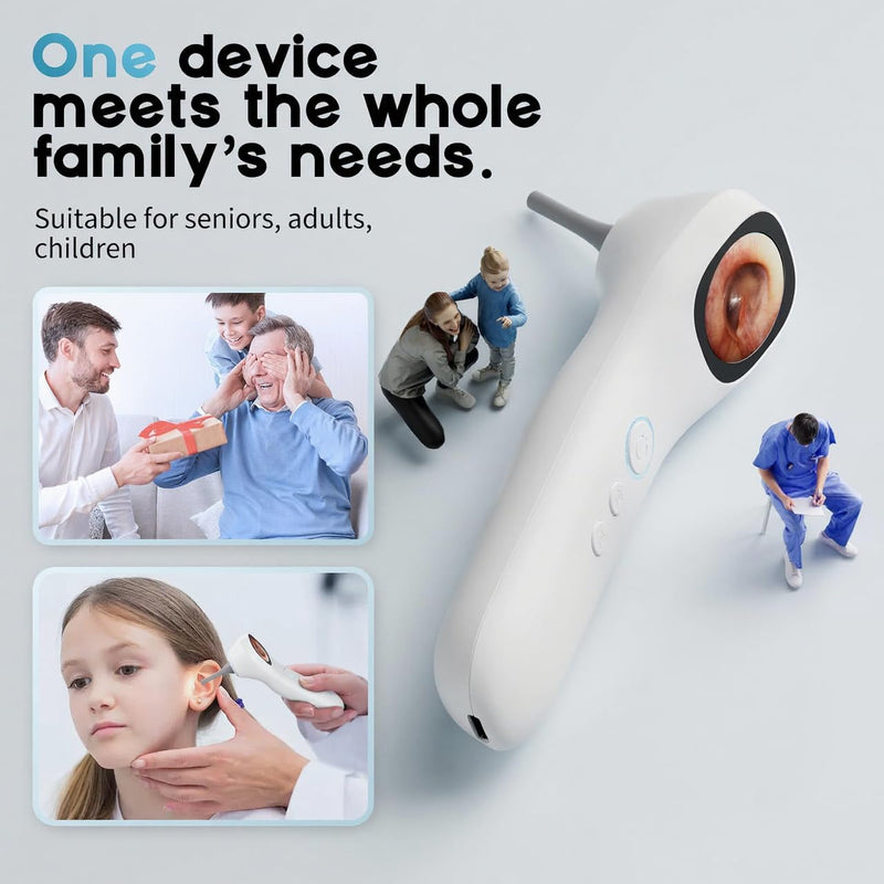 Otoscope Ear Camera with 1.21” Screen, 1080P Ear Scope with 4 LED Lights, Otoscope Camera for Adults Kids, Support Photo & Video, Type-C Charging with Computers, Baby Essentials, Home Medical Simplified – White - BeesActive Australia