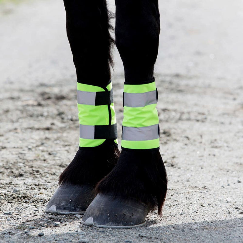 Horze Reflective Leg Wraps for Horse-Pair - Yellow - One Size - BeesActive Australia