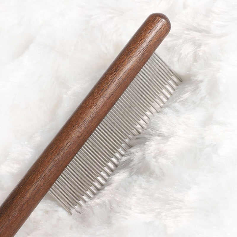JOCXZI Long and short combs for cats, 2 pieces cat combs for domestic cats, stainless steel pet comb, skin-friendly, pet combs, steel tooth comb with wooden handle for cats, removes knots and tangles - BeesActive Australia