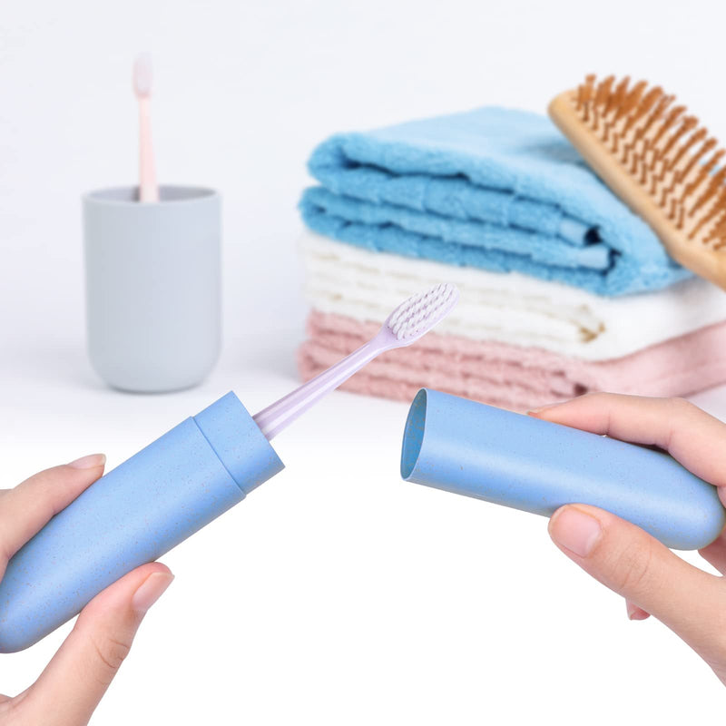 Hooqict 4 Pack Toothbrush Travel Case, Portable Breathable Travel Toothbrush Holder for Traveling, Camping, Home, School, Business Green, Blue, White, Pink - BeesActive Australia