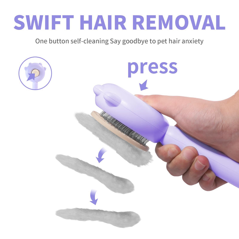 cat brush with release button - cat brush for indoor cat hair removal cat hair brush for long or short hair cats Cat nail clipper with round cutting holes(PURPLE) Purple - BeesActive Australia