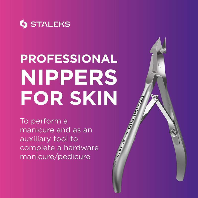 Staleks Pro Professional Cuticle Nippers SMART 10 – 7mm Blade Cuticle Trimmer Stainless Steel Ergonomic Grip Sharp & Durable Ideal for Manicure 7 mm
