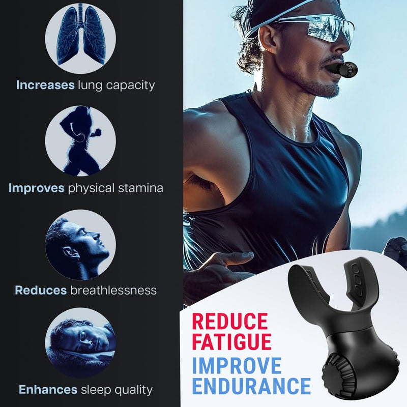 Lung Trainer | Dual-Resistance Breathing Exerciser | Medical-Grade Silicone | Workout Program Included | Portable