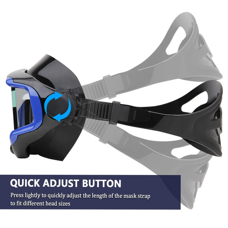 Diving mask Anti-Fog Swimming Snorkel mask Suitable for Adults Scuba Dive Swim Snorkeling Goggles Masks Blue Adult