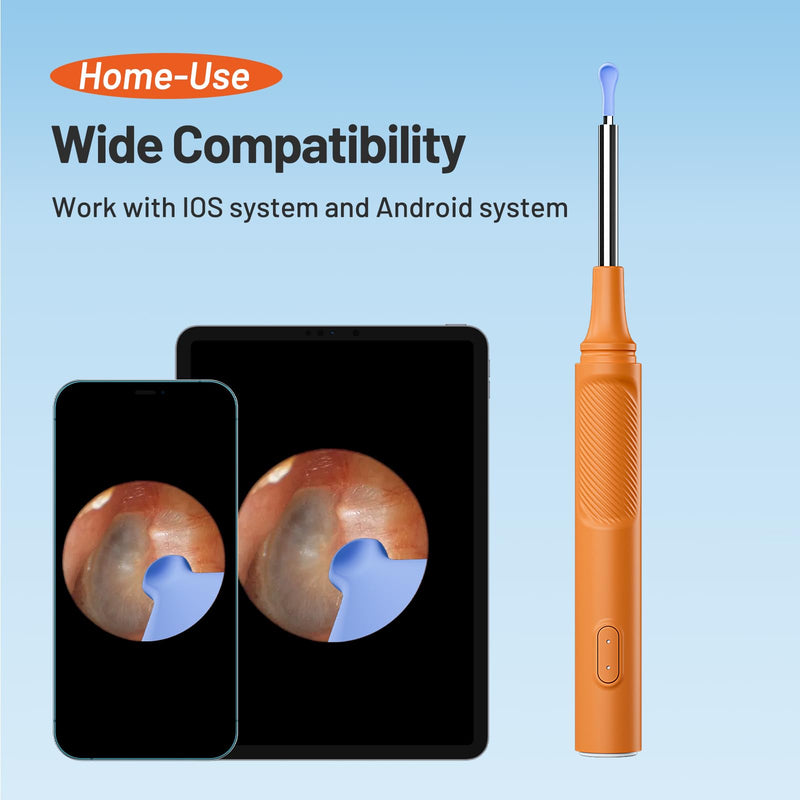 Ear Wax Removal Tools with HD Digital Camera - 360° Visibility Ear Cleaner 6 LED Lights Waterproof Ear Wax Removal Kit with 6 Replaceable Silicone Ear Covers,Type-C Cable (Blue) Blue - BeesActive Australia