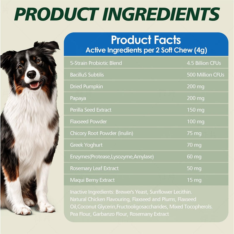Probiotics for Dogs Gut Health, Digestion, Immunity, Relieve Diarrhea, Dog Probiotics Chews with Digestive Enzymes and Prebiotics, 200 Tablets (Chicken) Chicken