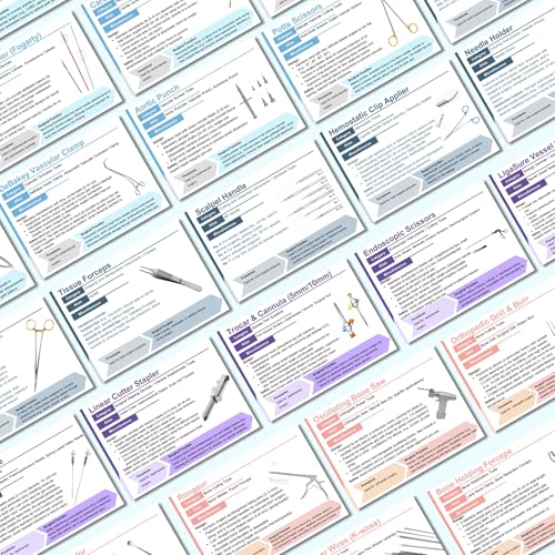 Surgical Instruments Flashcards | Color-Coded Tech Cards for 10 Specialties | Study Guide for Technologists, Sterile Processing Technicians | CST Exam Prep, Surgical tech Gifts and Accessories