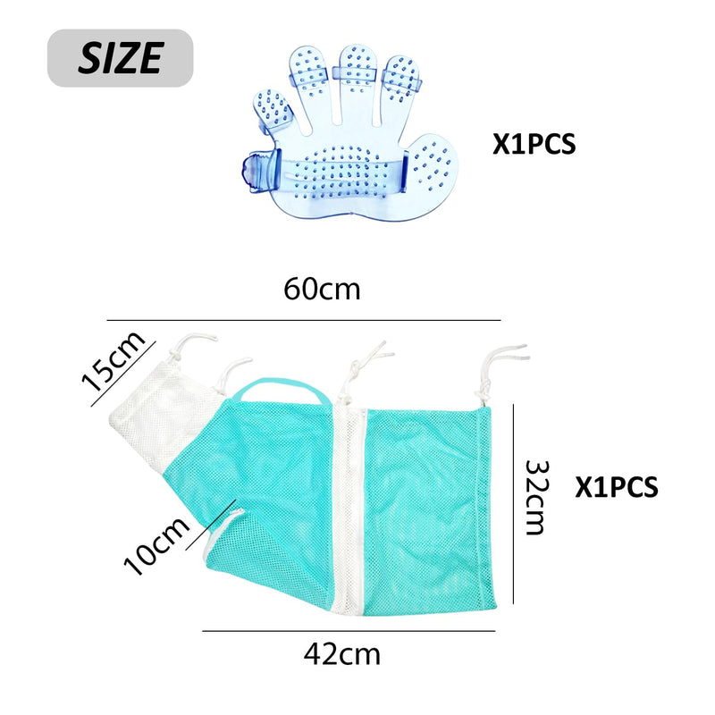 1 piece cat bath bag, 1 piece massage brush, cat bath set, cat shower bag, pet mesh shower bag, pet supplies - BeesActive Australia