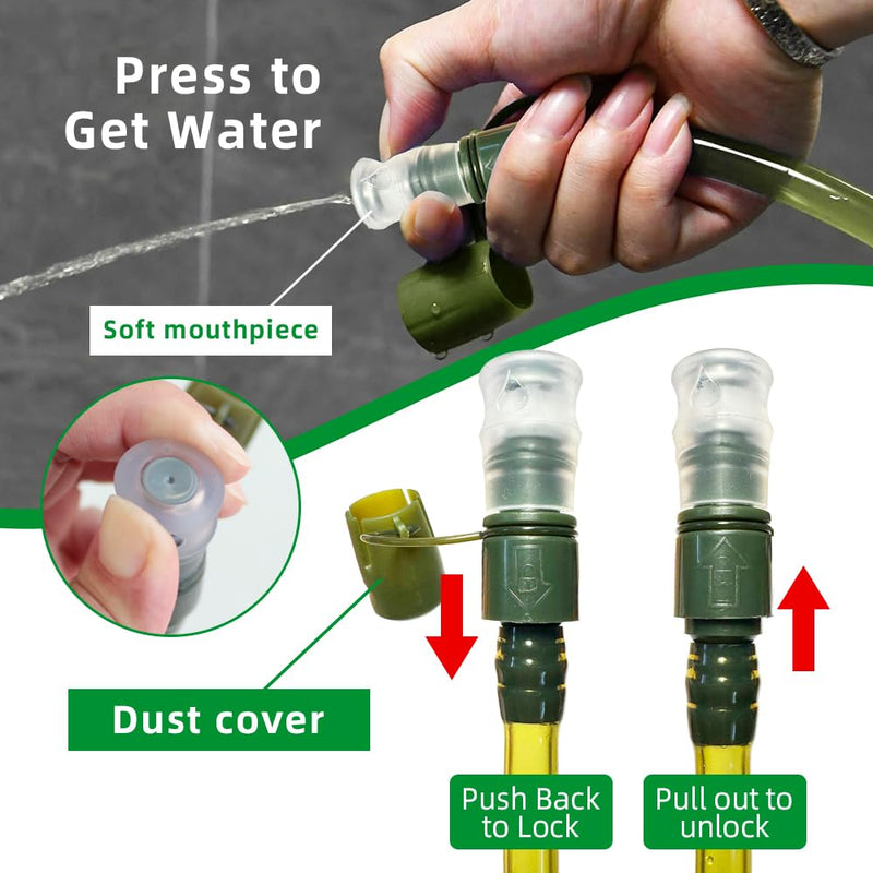 Hydration Bladder, 2L Water Bladder for Hiking Backpack Leak Proof Water Reservoir Storage Bag, BPA-Free Water Pouch Hydration Pack for Camping Cycling Running, Military Green 2 Liter