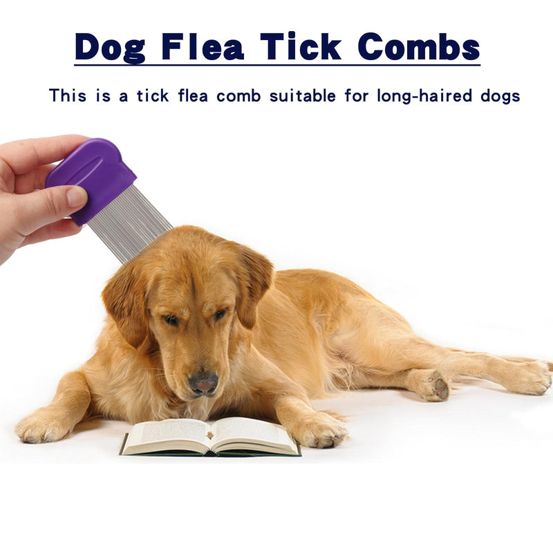 Tick flea comb for dogs 7pcs Metal flea brush for indoor Cats Lice combs for thick hair Pet tear stain comb Fine tooth comb Large and Small dog combs for grooming