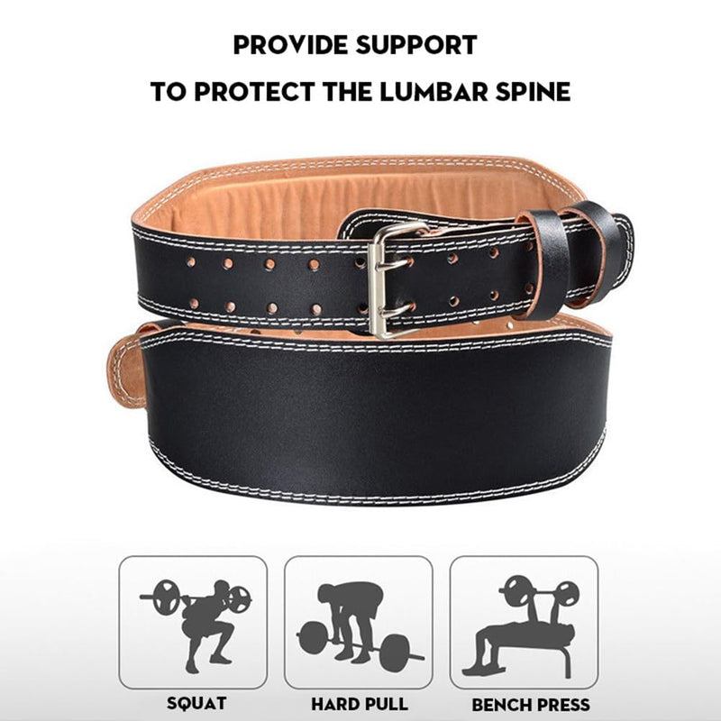 VANZACK Weightlifting Belt Pu Leather Adjustable Back Support Lumbar Brace Strap for Squats Deadlifts Powerlifting Training Black 120X11CM - BeesActive Australia