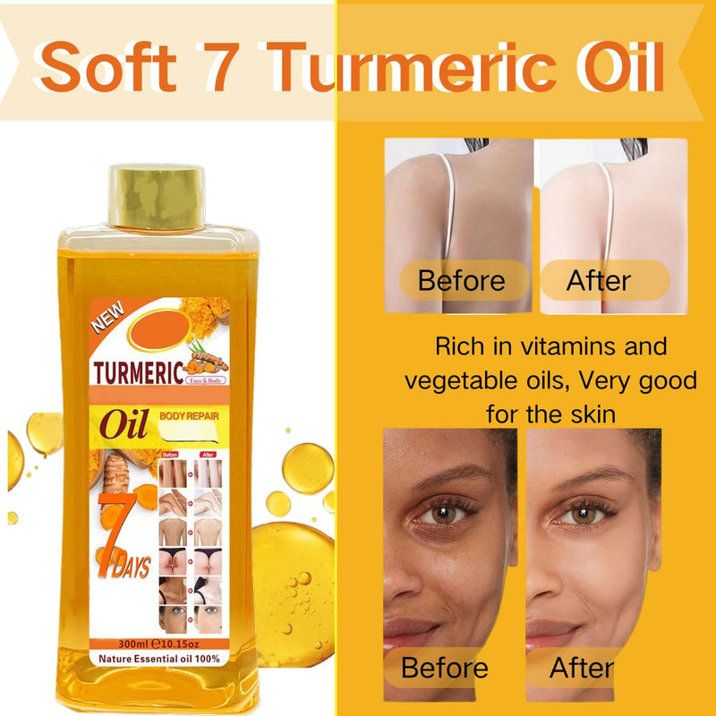 Soft 7 Oil, Soft 7 Turmeric Oil for Skin, for face and Body, Natural Moisturizing and Smoothing Body Oil