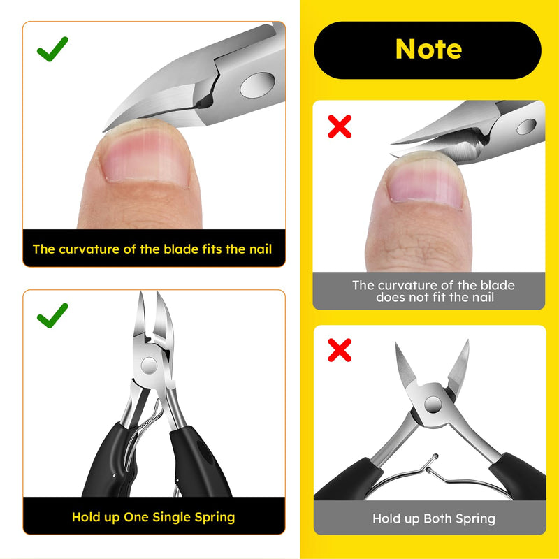 Nail Clippers for Seniors, Heavy Duty Ingrown Toenail Clippers with Long Handle, Woodpecker Angled Head Toe Nail Clippers and Slanted Nail Cutter for Thick Nail for Men Women Pregnant Elderly 6Pcs Black Slanted Head 6pcs