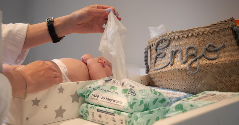 Pura Baby Wipes - 100% Plastic-Free & Plant Based Wipes, 99% Water, Suitable for Sensitive & Eczema-prone Skin, Fragrance Free & Hypoallergenic, Cruelty Free, EWG Verified, 1 Pack of 60 Wet Wipes 60 Count (Pack of 1) - BeesActive Australia