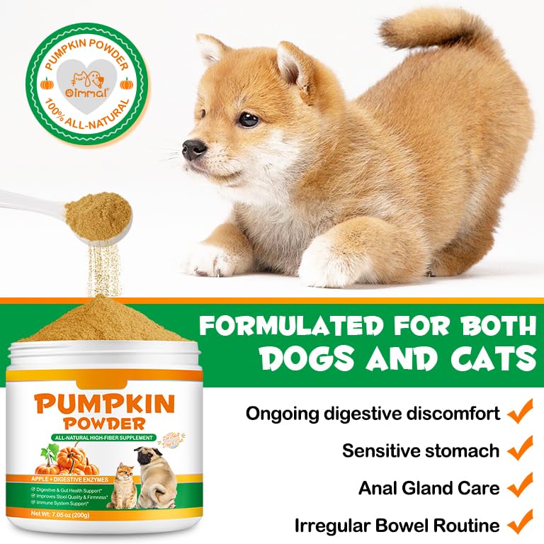 Pumpkin Powder for Dogs 200g, Natural Pumpkin Puree Powder For Dog With Apple + Digestive Enzymes, Digestive Supplement For Dogs Gut Health & Healthy Stools