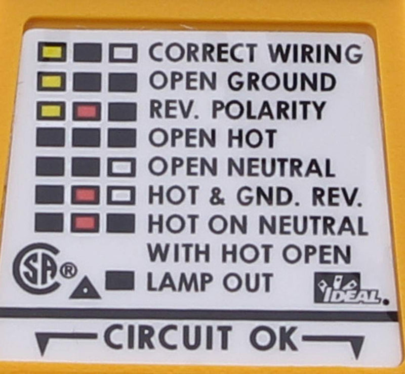 IDEAL INDUSTRIES INC. 61-035 E-Z Check Receptacle Tester, 120VAC Heavy Duty Non-GFCI