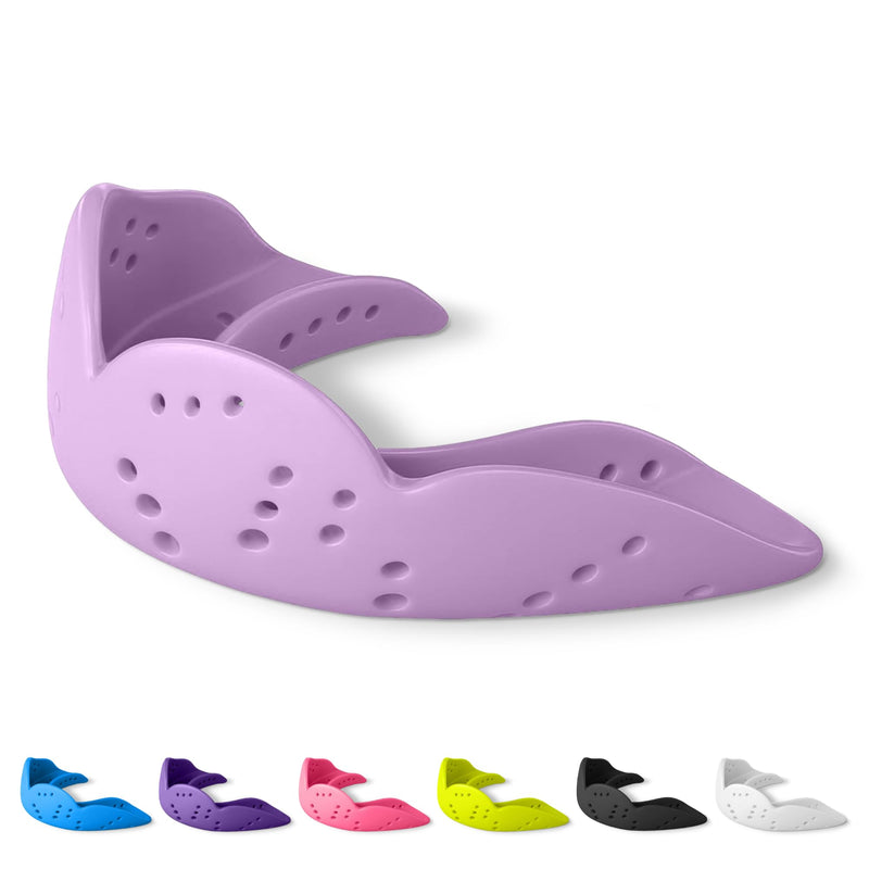 SISU Aero Medium Mouthguard, Lucky Lavender - 30% Stronger Protection for Lacrosse, Football, Hockey, Roller Derby, Team Sports - Remoldable Up to 20 Times - Ultra Slim - Works for Braces - Non Toxic Medium (5' - 6' tall) - BeesActive Australia