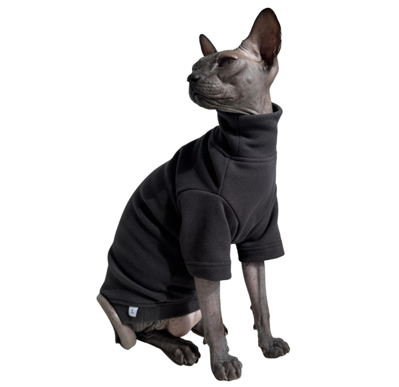 Sphynx Cats Solid Warm Fleece Shirt Cat Turtleneck Undershirt Thermal Hairless Cat Clothes for Sphynx, Devon, Cornish Cat Clothes and Small Kitten and Dogs (Deep Grey, Large) Deep Grey - BeesActive Australia