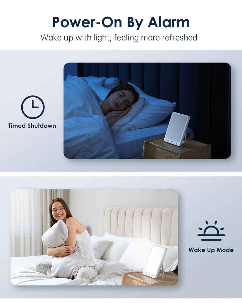 SUXIO Light Therapy Lamp Rechargeable, 10000 Lux Sunlight Lamp, with Wake-Up Function, Daylight Memory Happy Use As Lift-Mood, Box for Home/Office, White - BeesActive Australia