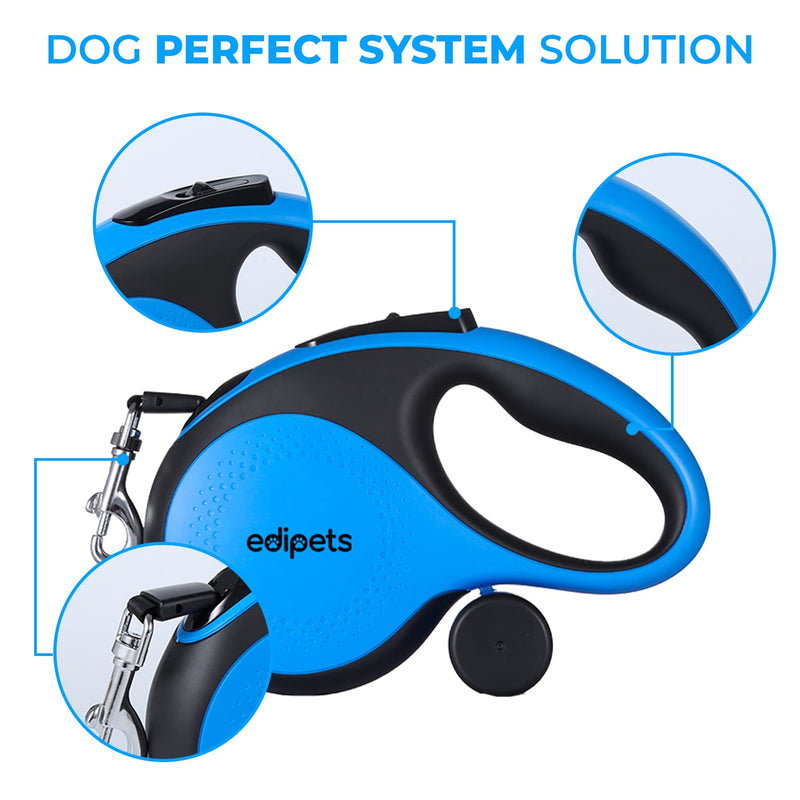 Edipets, Extendable and Retractable Dog Lead, 5 m, 8 m, Flexible, for Training and Walking, for Small, Medium and Large Dogs (Blue, 8 Meters) Blue - BeesActive Australia