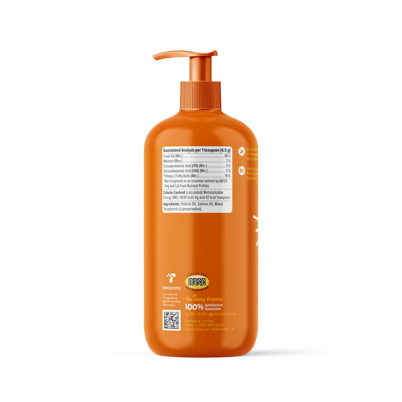 Wild Alaskan Salmon Oil Formula for Dogs & Cats - Omega 3 Skin & Coat Support - Liquid Food Supplement for Pets - Natural EPA + DHA Fatty Acids for Joint Function, Immune & Heart Health 32oz 32 Fl Oz - PawsPlanet Australia