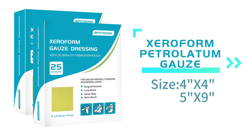 Xeroform Petrolatum Dressing Non-Adherent Occlusive Fine Mesh Gauze Pad, Gentle Patch for Burns, Laceration, Surgical Incisions & Skin Grafts (4"x4" Pack of 25) 4"x4" pack of 25