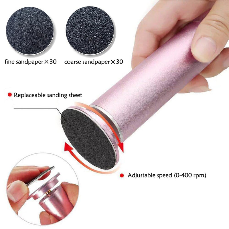 Dr.Pedi Electric Callus Remover for Feet Speed Adjustable Electric Foot File with 60pcs Replacement Sandpaper Discs Pro Pedicure Foot Filer Dead Dry Hard Skin Calluses Foot Grinder Pink - BeesActive Australia