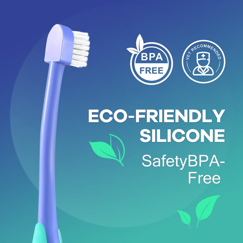 Natural Coconut Oil Dog & Cat Toothpaste for Fresh Breath + Medium-Soft Bristles Toothbrush
