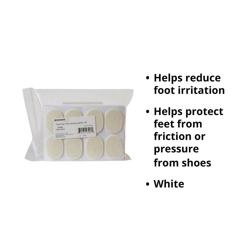 McKesson Pedi-Pad Felt Adhesive, Foot, Size 104, 1/8 in, 100 Count - BeesActive Australia