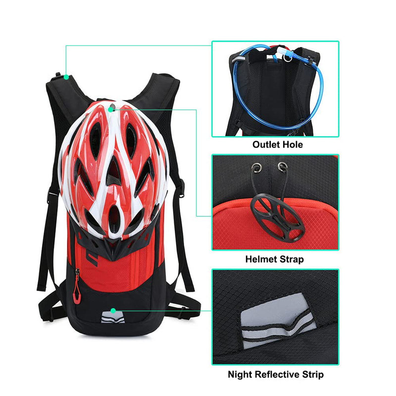 Croogo Hydration Packs,Hydration Backpack with 2L Hydration Bladder,Bicycle Daypack Waterproof Breathable Bag for Climbing Ot04-black/Red-sd