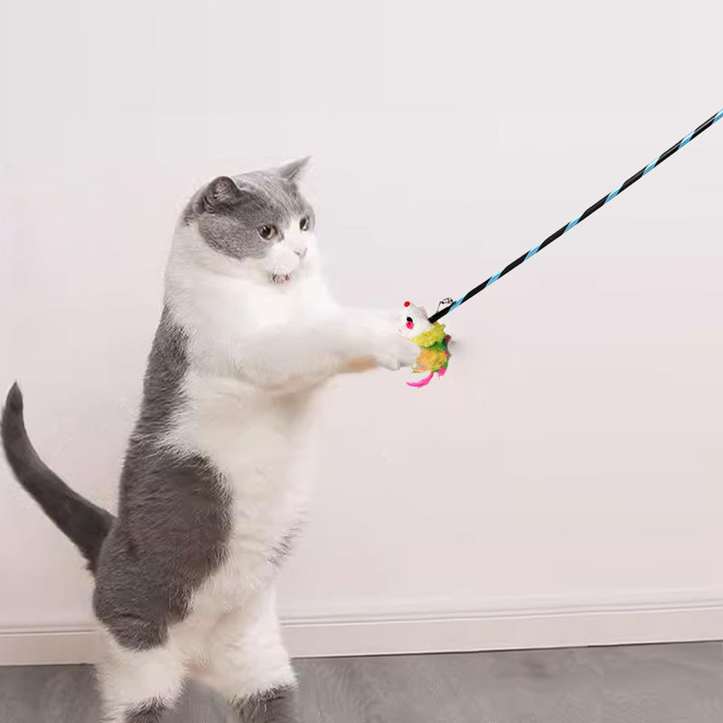 IUHKBH Interactive Cat Sticks, 3 PCS Cat Wands with Mice Long Cat Teaser Wands for Cats Kittens Having Fun Exerciser Playing - BeesActive Australia