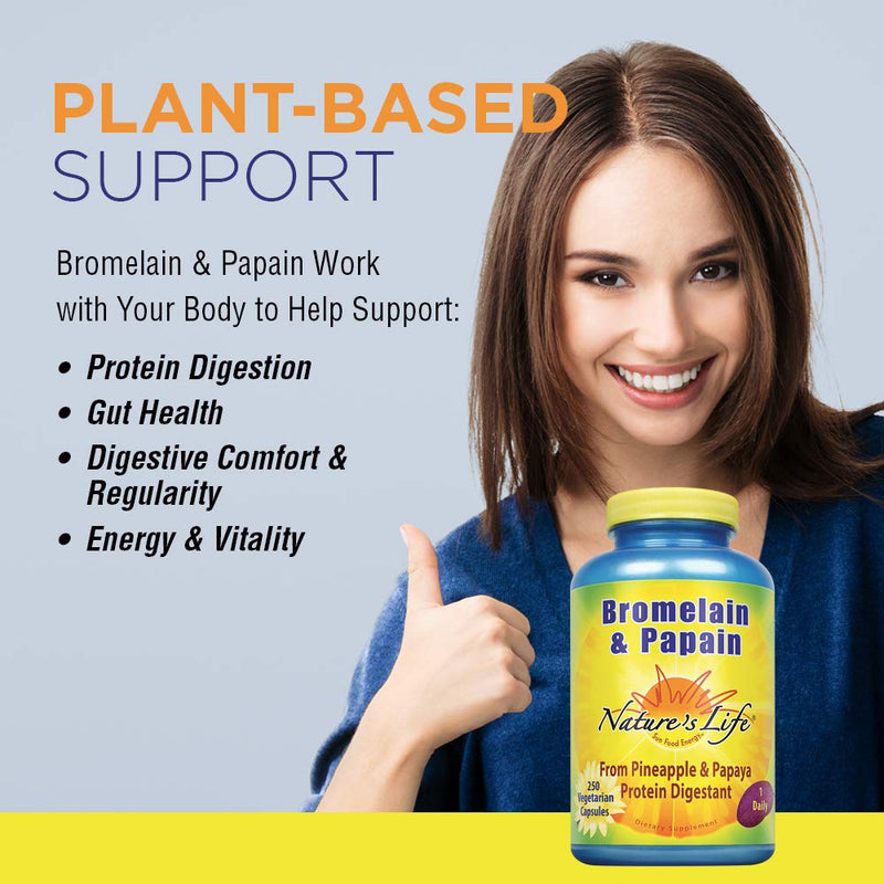 Nature's Life Bromelain & Papain | Proteolytic Enzymes for Digestive Support & Comfort | from Pineapple & Papaya | 250mg (250 CT) 250 Count (Pack of 1) - BeesActive Australia