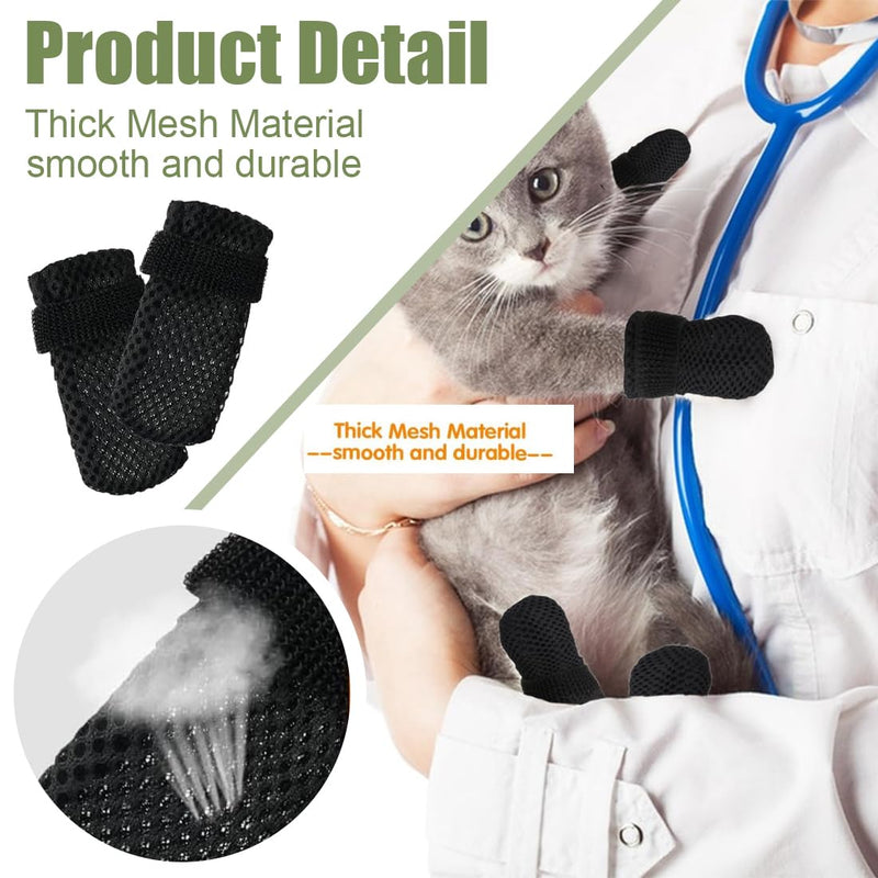 EOYVAIL Cat Claw Care, Paw Protector for Dogs and Cats, Cat Scratching Gloves, Paw Protector for Dog Boots, Adjustable (Pack of 4, Black, M) - BeesActive Australia