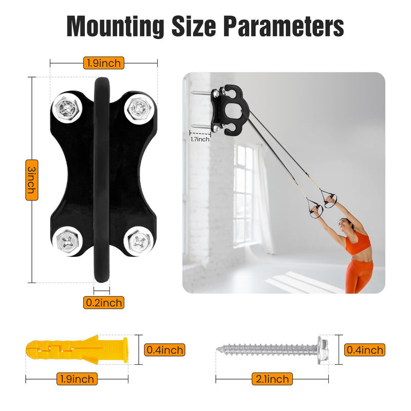3 PCS Resistance Bands - Workout Wall Mount & Door Anchors for Hanging Straps, Home Gym & Physical Therapy Black