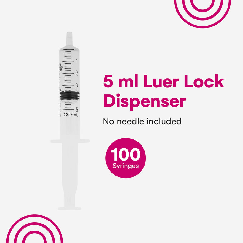 Care Touch CTSLS5e with Luer Slip Tip - 100 Sterile Syringes by Care Touch ‚Äì No Needle, Great for Dispensing Oral Medicine and Home Care 5mL - 100 Count