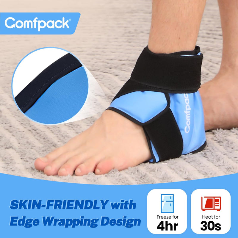 Comfpack Heel Ice Pack Wrap for Plantar Fasciitis Relief, Ankle Ice Pack Wrap for Swelling, FSA Eligible, Reusable Gel Cold Pack for Foot Pain Relief, Achilles Tendonitis, Ankle Sprain, Heel Pain Blue - BeesActive Australia