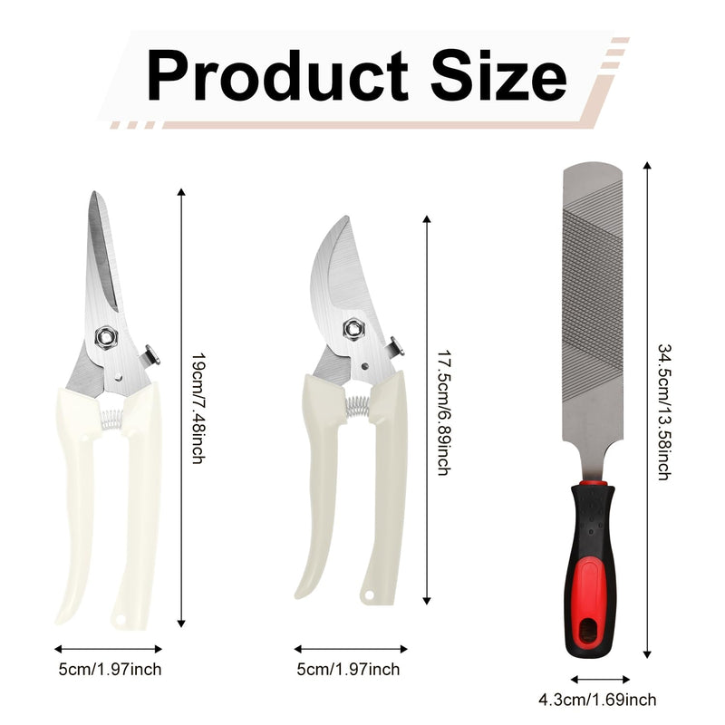 3pcs Goat Hoof Trimmers and File, Nail Clippers for Goats Hoof Nippers Curved/Straight Head Sheep Hoof Trimming Shears Hoof Rasp Horseshoe File for Goat Sheep Lamb Pig Animal Hooves(Off White) - BeesActive Australia