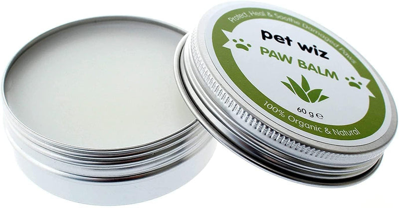 pet wiz Paw & Nose Balm for Dogs & Cats - Organic & Natural Ingredients - Organic Paw and Nose Balm for Dogs and Cats - Coconut Oil, Shea Butter, Vitamin E & Aloe (60g ℮)