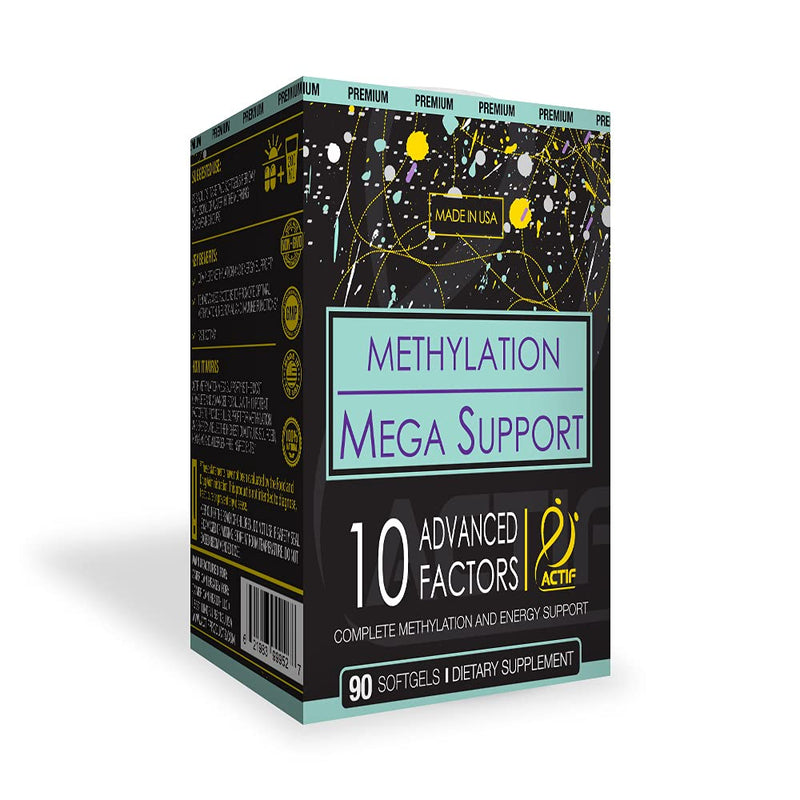ACTIF Methylation Mega Support with 10 Advanced Factors and Organic Folate – 100% Natural, Non-GMO, 90 Count